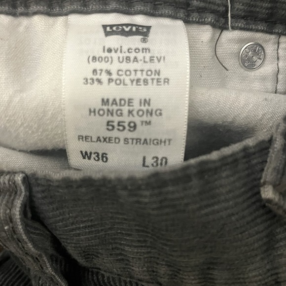 Levi's 559 Men's Black Corduroy Pants Vintage Relaxed Straight 36x30 Y2K - Picture 4 of 10
